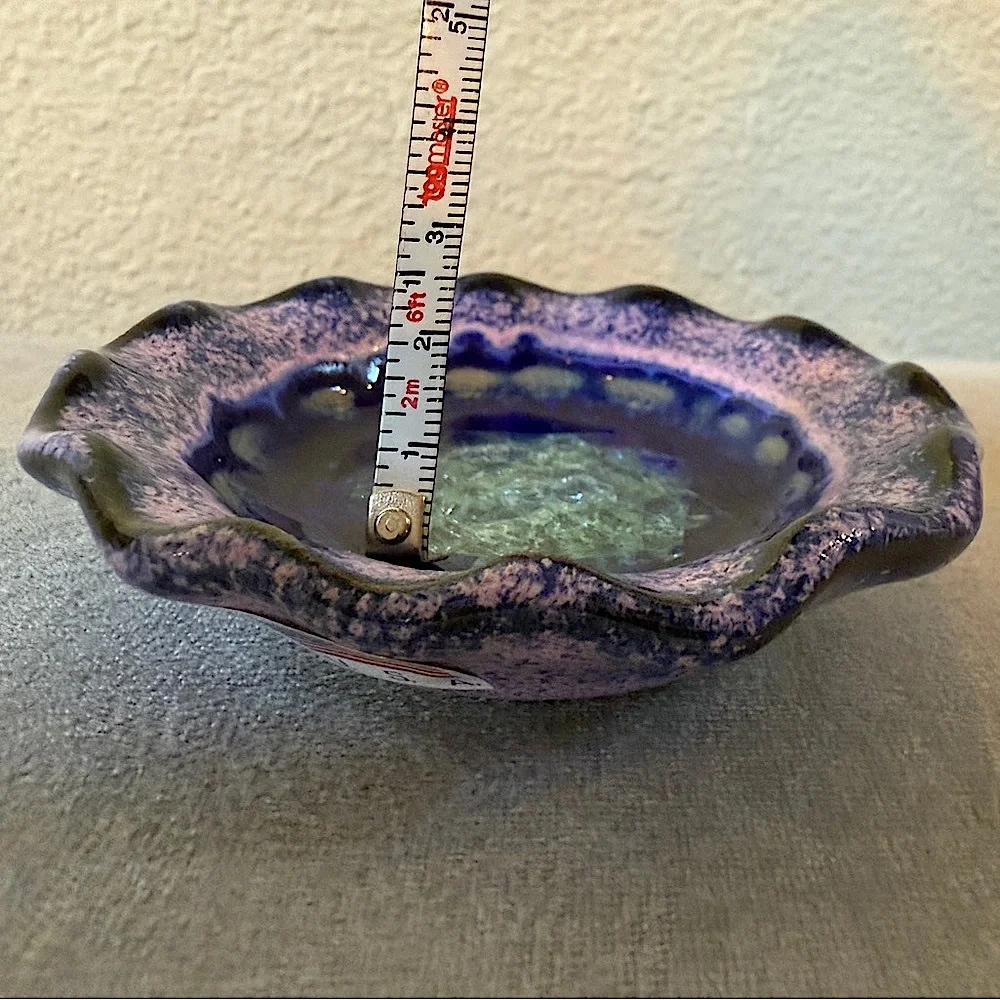 Trinket Dish - Fused Glass Art Pottery Purple/Blue Dish - USA, Down To Earth - Picture 8 of 16